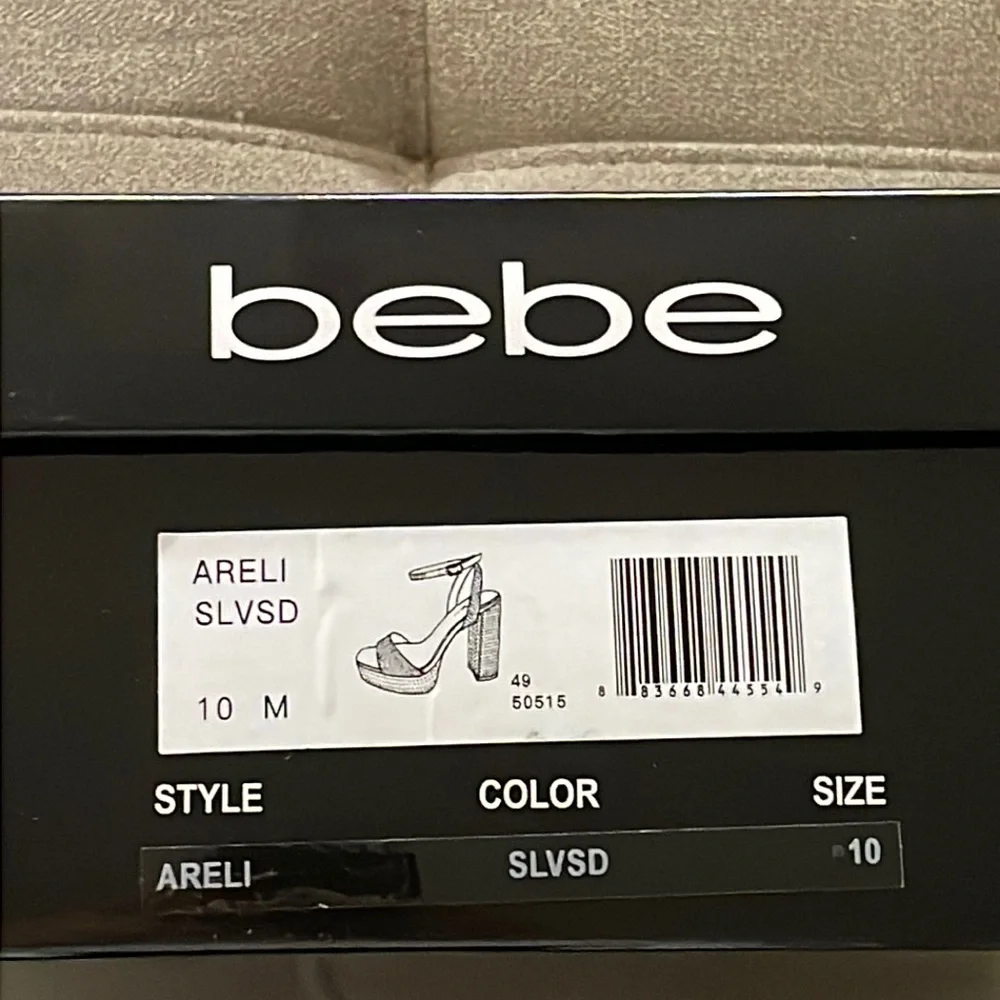 Bebe Areli Silver Platform Block Heels - Picture 12 of 12